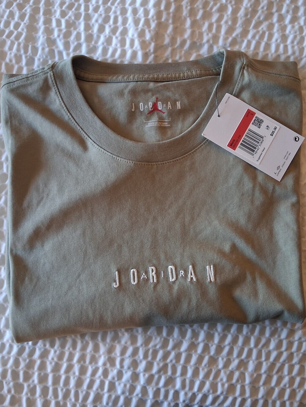 Jordan Tan Embroidered Logo Tee
